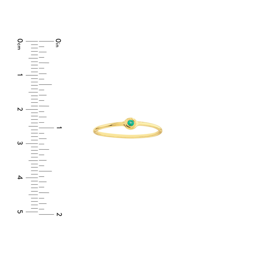 Emerald Bezel Wire Ring | 14K Yellow Gold | Stackable