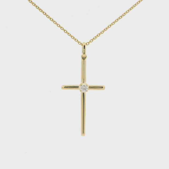 14K Gold Women's .05CTW Diamond Cross Pendant